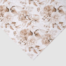 Sepia Vintage 1600s Bloemige Kunst Boho Baby Showe Tissuepapier