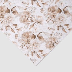 Sepia Vintage 1600s Bloemige Kunst Boho Baby Showe Tissuepapier
