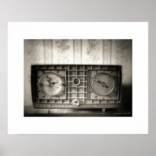 Sepia Vintage Klokradio Posterprint Poster