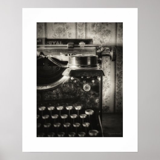 Sepia Vintage Schrijfmachine Poster Print (Voorkant)