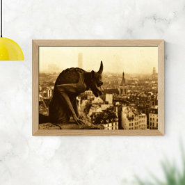 Sepia Vintage Stone Paris Gargoyle Foto Poster