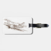 sepia  vliegtuig bagagelabel (Achterkant horizontaal)