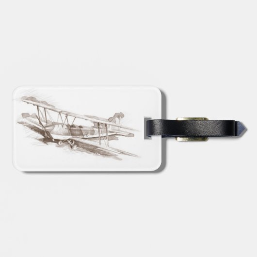 sepia  vliegtuig bagagelabel (Achterkant horizontaal)