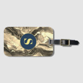 Sepia Vloeibare inkttonen, Monogram spelersbagage  Bagagelabel (Voorkant (horizontaal))