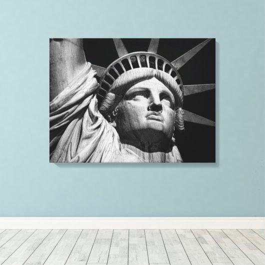 Sepia Vrijheidsbeeld NYC Canvas Afdruk (Insitu (Houten vloer))