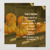 Sepia Wagen Oranje Pompoenen Herfst Feestje Kaart (Voorkant / Achterkant)