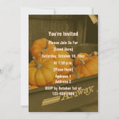 Sepia Wagen Oranje Pompoenen Herfstfeest Kaart (Voorkant)