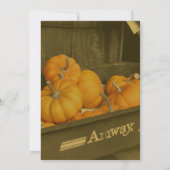 Sepia Wagen Oranje Pompoenen Herfstfeest Kaart (Achterkant)