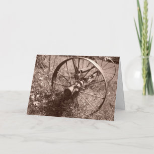"Sepia Wagon Wheel #1" - Verjaarkaart Kaart