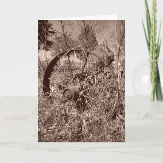 "Sepia Wagon Wheel #2"-verjaardagskaart Kaart (Voorkant)