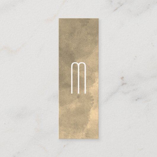 Sepia Waterverf Monogram Mini Visitekaartje (Voorkant)