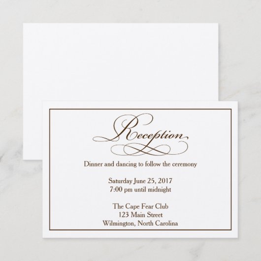 Sepia Wedding Reception Details Kaart (Voorkant / Achterkant)