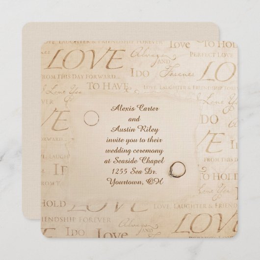 Sepia Wedding Uitnodiging (Voorkant / Achterkant)