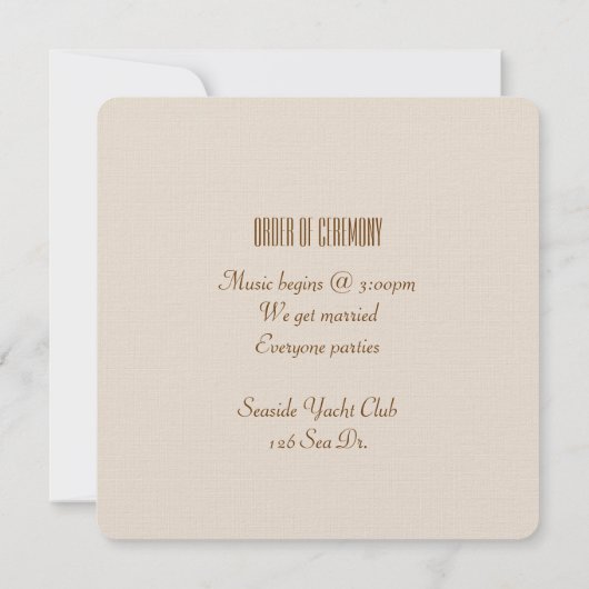 Sepia Wedding Uitnodiging (Achterkant)