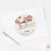 Sepia Wereldkaart reizen thema dank u Ronde Sticker (Envelop)