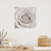  Sepia White & Cream Roos Achtergrond Aangepast Poster (Keuken)