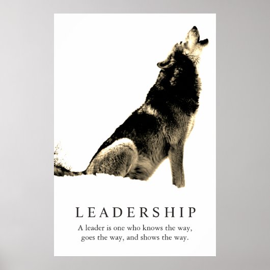 Sepia White Inspirational Leadership Wolf Poster (Voorkant)