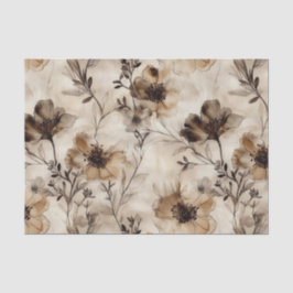 Sepia Wildflowers Decoupage Tissue Paper Tissuepapier