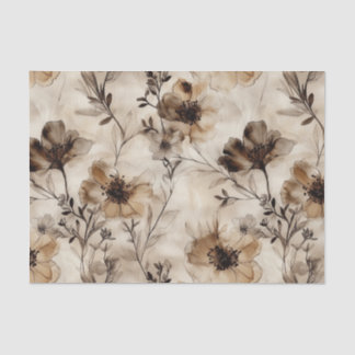 Sepia Wildflowers Decoupage Tissue Paper Tissuepapier