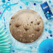 Sepia Wildflowers Design Papieren Bordje (Feest)