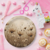 Sepia Wildflowers Design Papieren Bordje (Feest)
