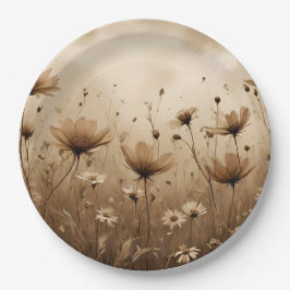Sepia Wildflowers Design Papieren Bordje