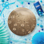 Sepia Wildflowers Design Papieren Bordje (Feest)