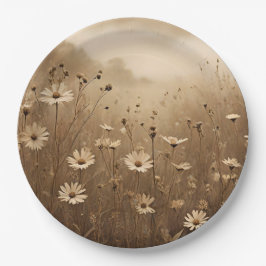 Sepia Wildflowers Design Papieren Bordje