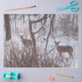 Sepia Winter Seizoen Sneeuw en Hert Foto  Tissuepapier (Craft)