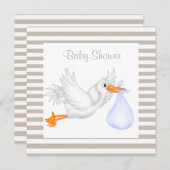 SEPIA/WITTE BABY SHOWER INVITATIE KAART (Voorkant / Achterkant)