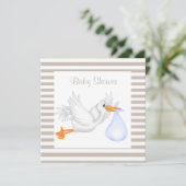 SEPIA/WITTE BABY SHOWER INVITATIE KAART (Staand voorkant)