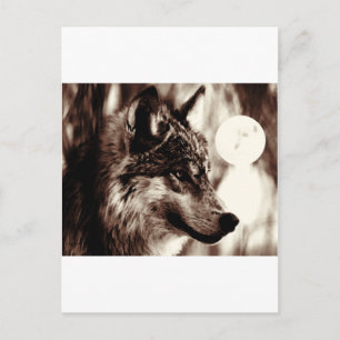 Sepia Wolf en Moon Briefkaart