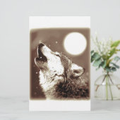 Sepia Wolf en Moon Briefpapier (Staand voorkant)