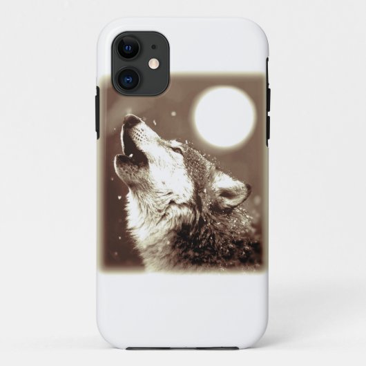 Sepia Wolf en Moon Case-Mate iPhone Case (Achterkant)