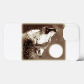 Sepia Wolf en Moon Case-Mate iPhone Case (Achterkant (horizontaal))