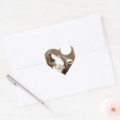 Sepia Wolf en Moon Hart Sticker (Envelop)