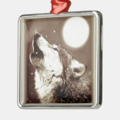 Sepia Wolf en Moon Metalen Ornament (Links)