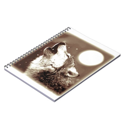 Sepia Wolf en Moon Notitieboek (Linkerzijde)