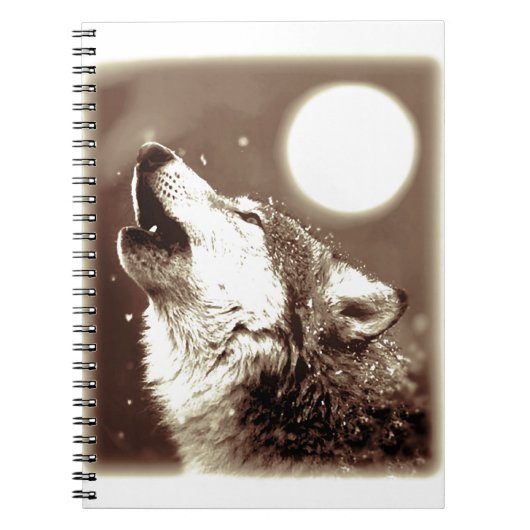 Sepia Wolf en Moon Notitieboek (Voorkant)