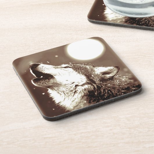 Sepia Wolf en Moon Onderzetter (Linkerzijde)