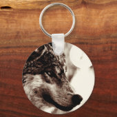 Sepia Wolf en Moon Sleutelhanger (Voorkant)