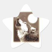 Sepia Wolf en Moon Ster Sticker (Voorkant)