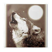 Sepia Wolf en Moon Tegeltje (Voorkant)