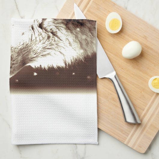 Sepia Wolf en Moon Theedoek (Quarter Fold)