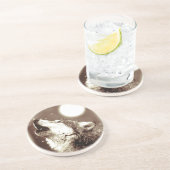 Sepia Wolf en Moon Zandsteen Onderzetter (Zijkant)