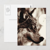 Sepia Wolf Face & Moon Briefkaart (Voorkant / Achterkant)