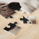 Sepia Wolf Motivatie Vrijheid Night Fullmoon Legpuzzel (Zijkant)