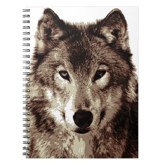 Sepia Wolf Portrait Notitieboek (Voorkant)