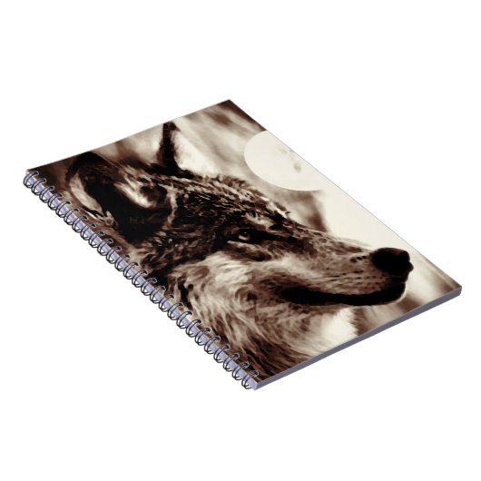 Sepia Wolf Portrait Notitieboek (Rechterzijde)