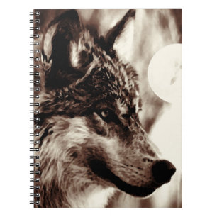 Sepia Wolf Portrait Notitieboek
